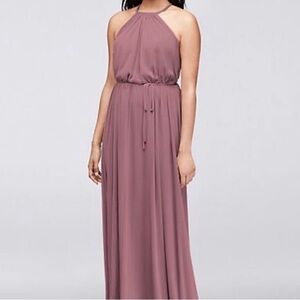 NEW David's Bridal Bridesmaid Quartz Formal Floorlength Halter Dress Size4